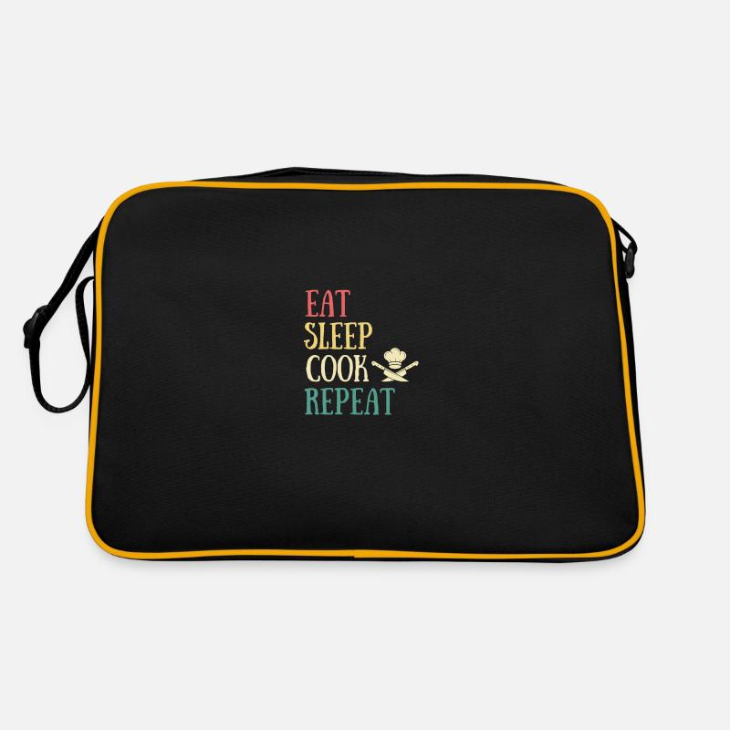 Essen Schlaf Küche Mann Humor Chef Chef Retro Tasche