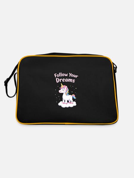 Follow Your Dreams Unicorn Inspiration - Retro Bag - black/gold - Back