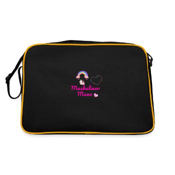 man, masculine, unicorn, heart, - Retro Bag - black/gold - Back