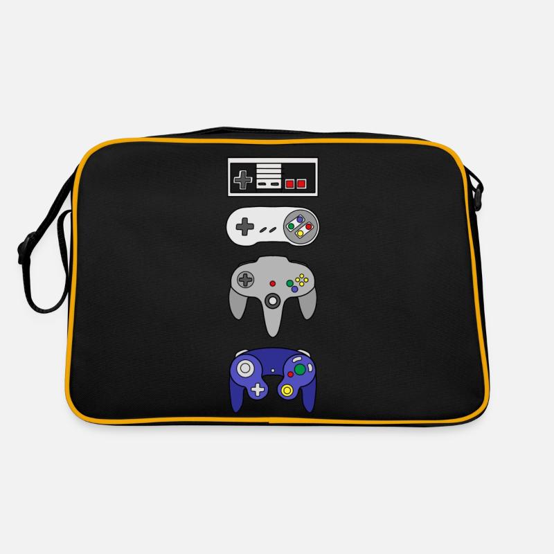 Retro Gaming Controller Konsole Gamepad Gamer - Retro Tasche - Schwarz/Gold