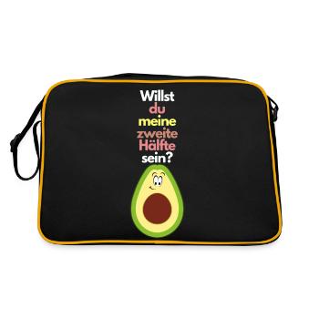 Shirt Willst du meine zweite Hälfte sein Geschenk - Retro Tasche - Schwarz/Gold - Hinten