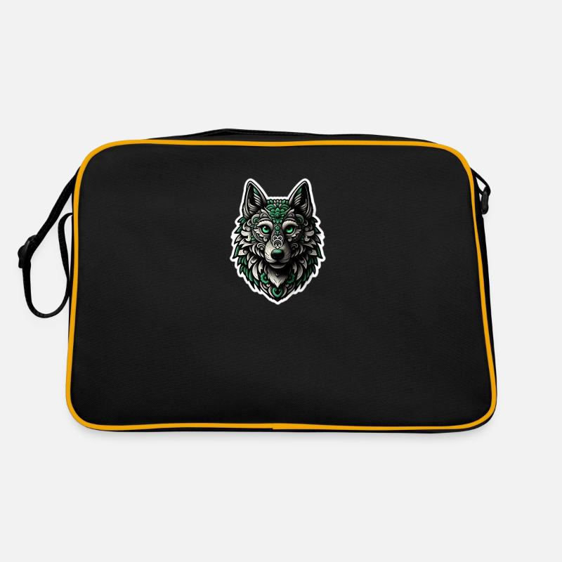 Green-White Wolf Retro Bag