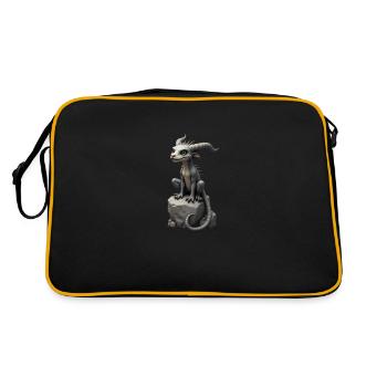 Monster on Stone 2 - Retro Tasche - Schwarz/Gold - Hinten
