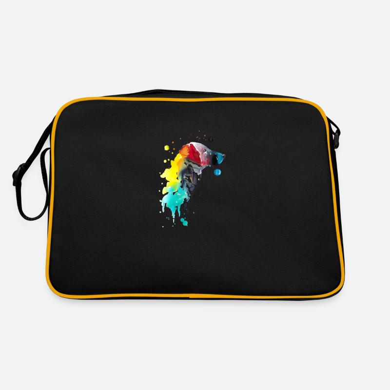 Flat Coated Retriever - Retro Tasche - Schwarz/Gold