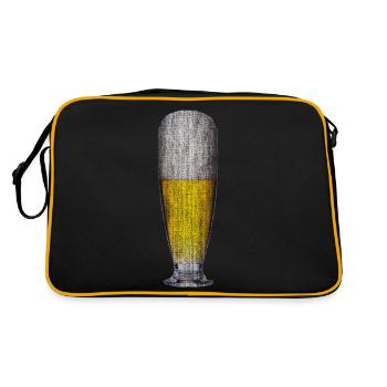 Bier retro look retrolook Schaumkrone - Retro Tasche - Schwarz/Gold - Hinten