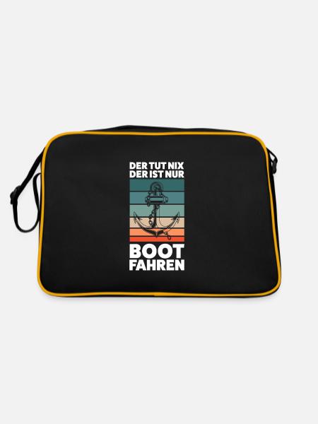Boot Segeln Segelboot Geschenk - Retro Tasche - Schwarz/Gold - Hinten