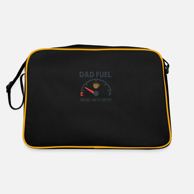 Dad Fuel – Refuel with Coffee - Retro Tasche - Schwarz/Gold