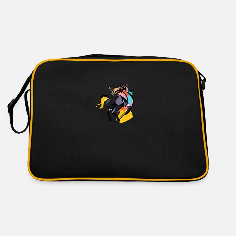Einhorn - Retro Tasche - Schwarz/Gold