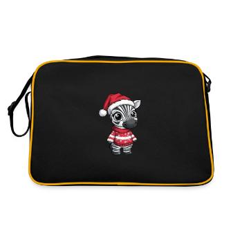 Zebra Weihnachten Comic - Retro Tasche - Schwarz/Gold - Hinten