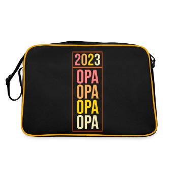 Großvater 2023 Schwanger Werdender Opa - Retro Tasche - Schwarz/Gold - Hinten