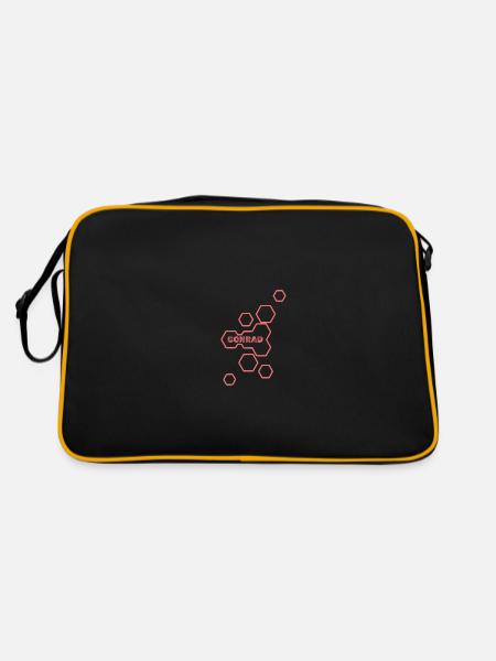 Geschenk für Conrad - Retro Tasche - Schwarz/Gold - Hinten