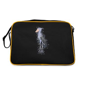 Schuhschnabel Vogel Vogelfreund Vogelbeobachter - Retro Tasche - Schwarz/Gold - Hinten