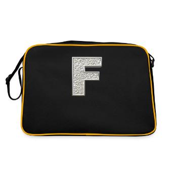 F, lettre, lettre F, initiale, initiale F, monogramme, - Sac Retro - noir/or - Dos