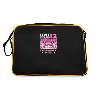 12. Geburtstag Gamer zocken Geburtstjahr 2011 - Retro Tasche - Schwarz/Gold - Hinten