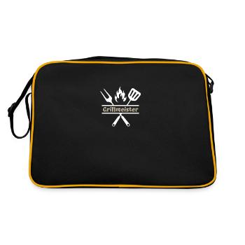 Grillemeister Grillen Meister Wurst Bier Geschenk - Retro Tasche - Schwarz/Gold - Hinten