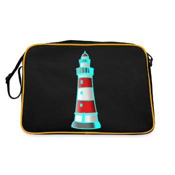 Leuchtturm Nautik Seefahrt Maritim Xmas - Retro Tasche - Schwarz/Gold - Hinten