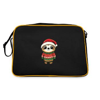 Faultier Weihnachten Comic - Retro Tasche - Schwarz/Gold - Hinten