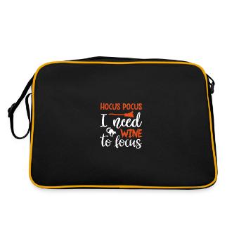 hocus pocus i need wine to focus Funny Quote Gift - Retro Bag - black/gold - Back