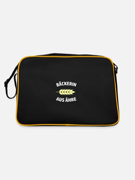 Bäckerin aus Ähre - Retro Tasche - Schwarz/Gold - Hinten