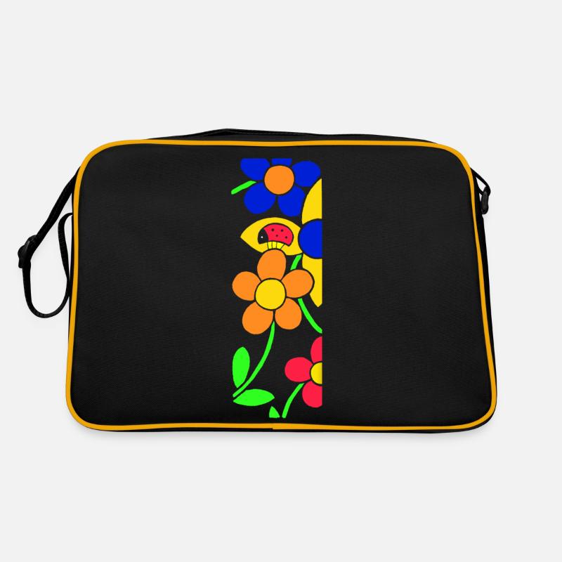 Coccinelle avec des fleurs - Sac Retro - noir/or