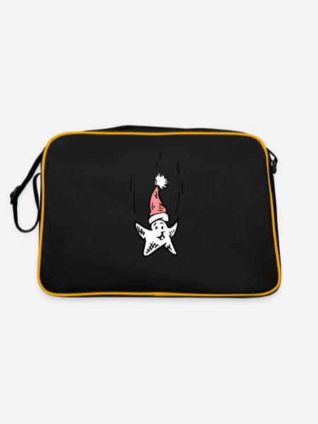 Merry Christmas star - Retro Bag - black/gold - Back
