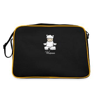 Auszeit Durchatmen Wusaaa schaaf - Retro Tasche - Schwarz/Gold - Hinten