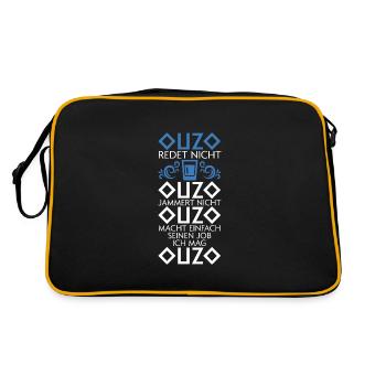 Ouzo Alkohol Ouzo Trinker Geschenk - Retro Tasche - Schwarz/Gold - Hinten