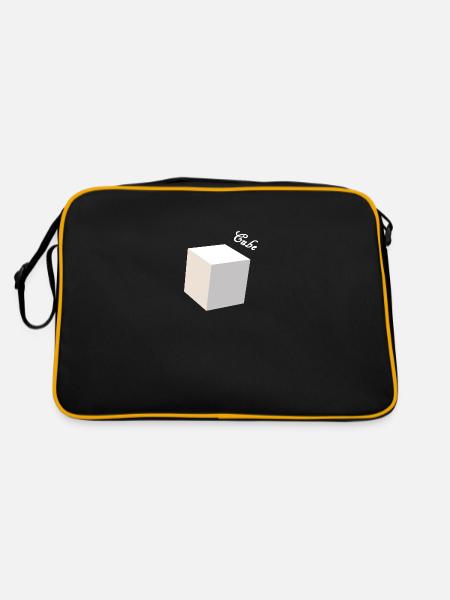 Cube 3D weiß - Retro Tasche - Schwarz/Gold