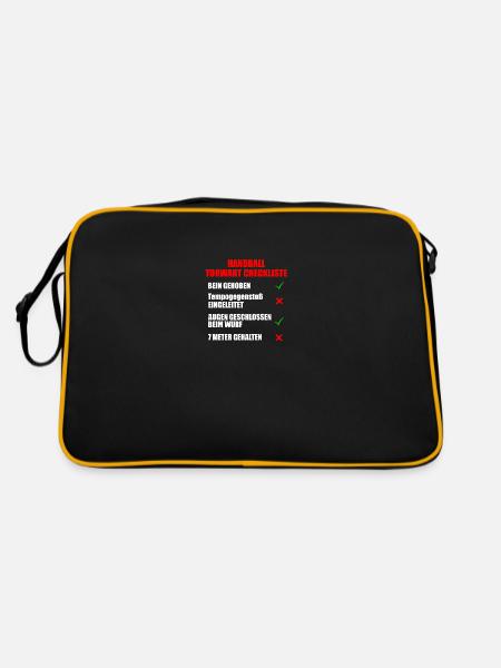 Handball Torwart Checkliste - Retro Tasche - Schwarz/Gold - Hinten