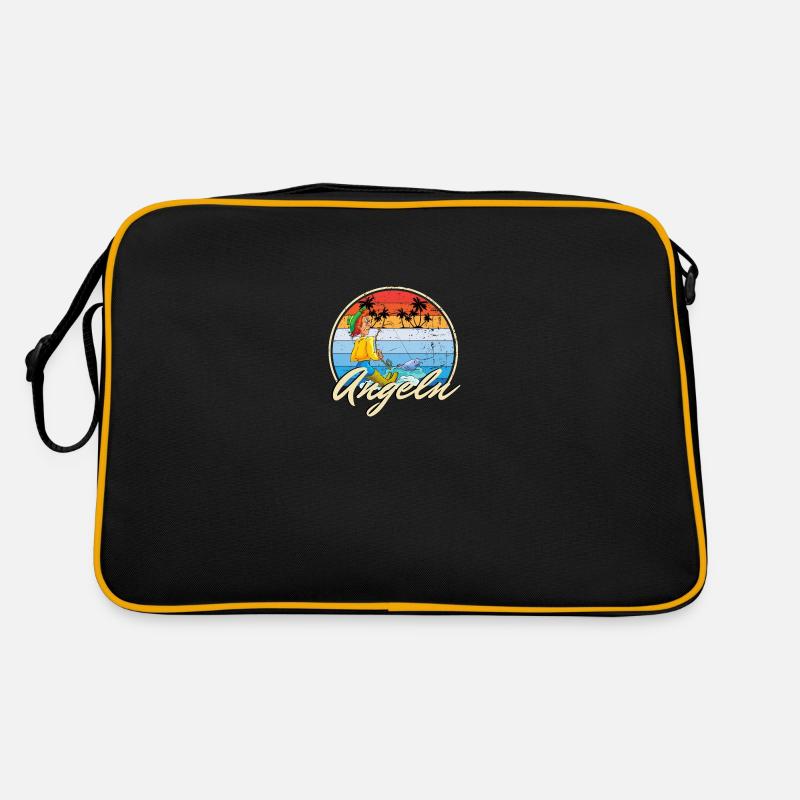 Angler Angeln witziges Motiv als Geschenk Idee - Retro Tasche - Schwarz/Gold