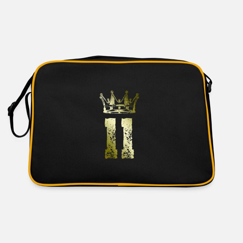 11 Zahl Krone - Retro Tasche - Schwarz/Gold