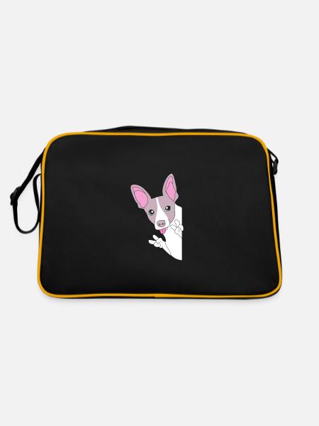 Rat Terrier - Retro Tasche - Schwarz/Gold - Hinten