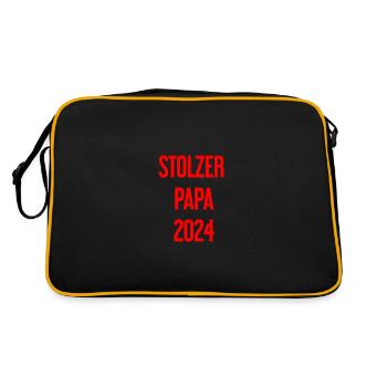 Stolzer Papa 2024 – für frischgebackene Väter - Retro Tasche - Schwarz/Gold - Hinten