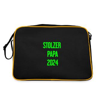 Stolzer Papa 2024 – für frischgebackene Väter - Retro Tasche - Schwarz/Gold - Hinten