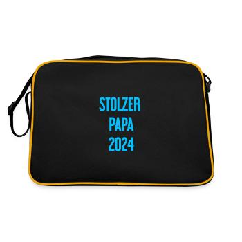 Stolzer Papa 2024 – für frischgebackene Väter - Retro Tasche - Schwarz/Gold - Hinten