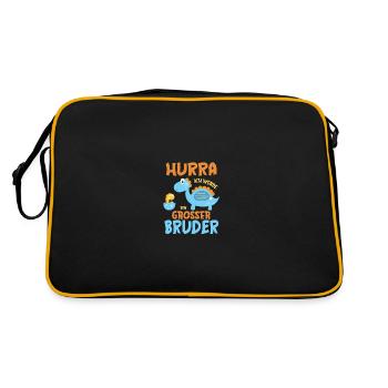 Werdender Bruder Geschenk Ich werde Bruder Brüder - Retro Tasche - Schwarz/Gold - Hinten