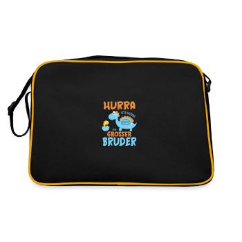 Werdender Bruder Geschenk Ich werde Bruder Brüder - Retro Tasche - Schwarz/Gold - Hinten