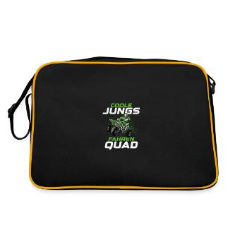 Quad Quadbike Quadfahrer Geschenk - Retro Tasche - Schwarz/Gold - Hinten