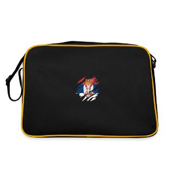 Serbie Drapeau serbe Srbija Serbes Cadeau - Sac Retro - noir/or - Dos