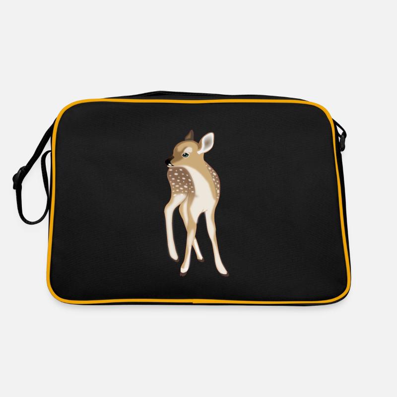 süßes Rehkitz - Retro Tasche - Schwarz/Gold