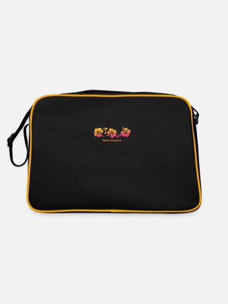 Spain Espana Hibiscus Souvenir Vacation - Retro Bag - black/gold - Back