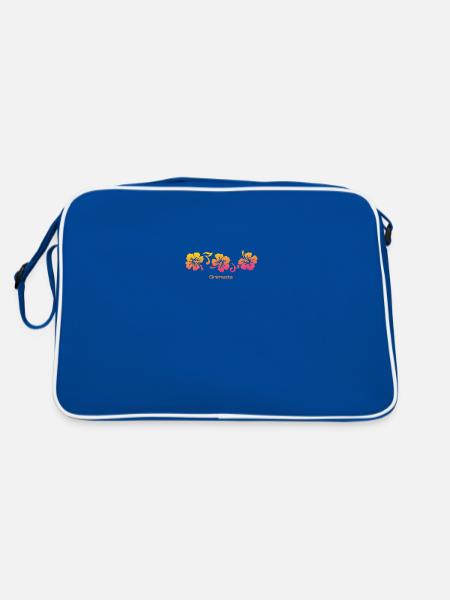 Grenada Hibiskus Souvenir Urlaub - Retro Tasche - Blau/Weiß - Hinten