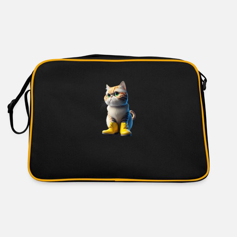 Katze - Retro Tasche - Schwarz/Gold