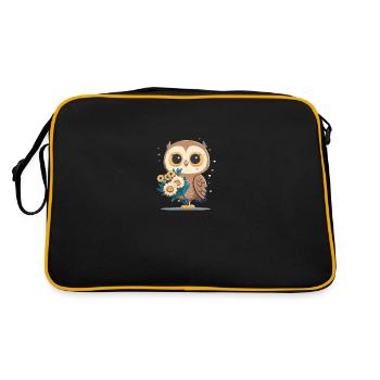Cute owl in the flower forest 3 - Retro Bag - black/gold - Back