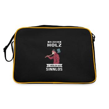 Holzfäller Holzhacker Holz - Retro Tasche - Schwarz/Gold - Hinten