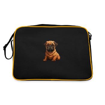 Pug puppy sitting - Retro Bag - black/gold - Back
