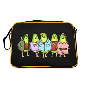Avocado Cartoon Gang: 3 Jungs und 2 Mädchen - Retro Tasche - Schwarz/Gold - Hinten