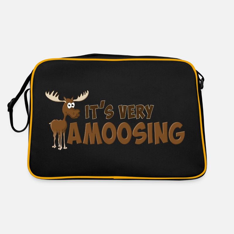 « C’est très Amoosing » L’orignal heureux. - Sac Retro - noir/or
