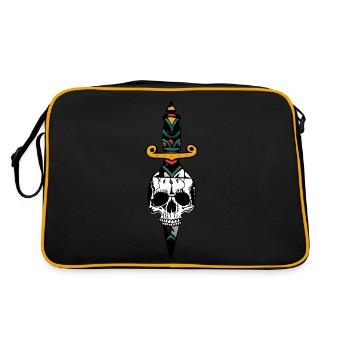 skull head of death dagger knife dagger old - Retro Bag - black/gold - Back