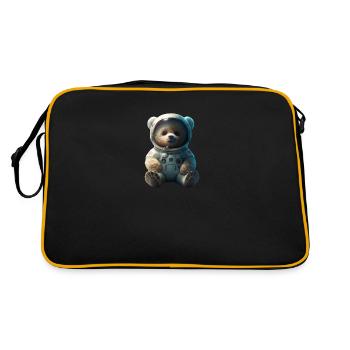 Cute Comic Tedybear in the space - Retro Tasche - Schwarz/Gold - Hinten